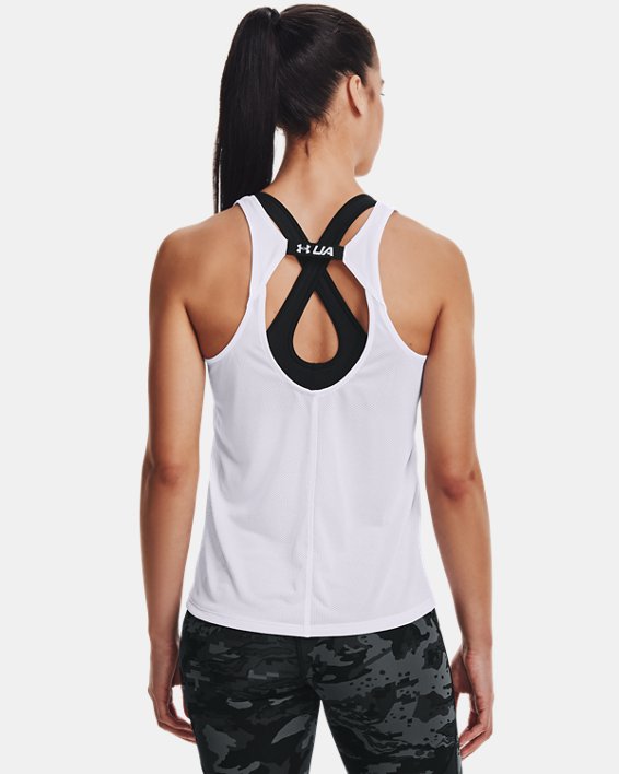 Women's UA Fly-By Tank, White, pdpMainDesktop image number 0